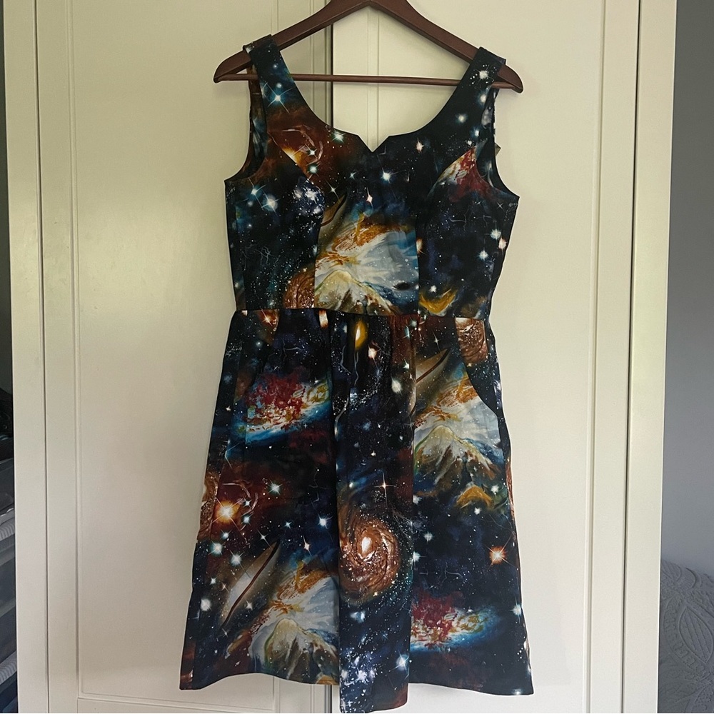 MODCLOTH Galaxy Space Dress S Small Black w/Pockets